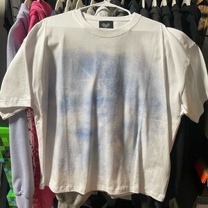 White and Blue Graphic T-Shirt